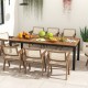 79-inch acacia wood outdoor dining table with umbrella hole, designed for 8, perfect for patio gatherings.