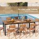 Large 79" x 35.5" acacia wood outdoor dining table for 8, featuring an umbrella hole, ideal for patio gatherings.