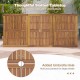 79-inch acacia wood outdoor dining table with slatted design and umbrella hole, perfect for gatherings of 8.