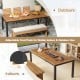 79-inch acacia wood outdoor dining table with umbrella hole, designed for 8, featuring adjustable foot pads for.