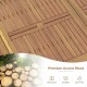 Close-up of the slatted tabletop of the 79" acacia wood outdoor dining table, showcasing its durable, anti-crack design.