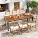 79-inch outdoor dining table for 8 with acacia wood top, metal legs, and 1.9-inch umbrella hole, perfect for gatherings.
