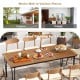 Large slatted tabletop dining table for 8 people, made of acacia wood, with 1.9" umbrella hole, suitable for outdoor.