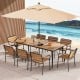 79-inch acacia wood outdoor dining table for 8 with umbrella hole, perfect for backyard gatherings and stable support.