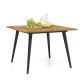 Acacia wood outdoor dining table with black metal legs, perfect for 4 people, ideal for garden or poolside use.