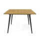 Square acacia wood outdoor dining table with metal legs, designed for 4 people, perfect for garden or poolside use.