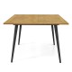Square acacia wood outdoor dining table with metal legs, designed for 4 people, ideal for garden and poolside use.