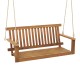2-seat acacia wood porch swing bench with inclined backrest and hanging hemp ropes, ideal for backyard relaxation.