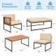 Dimensions of the 5 Pieces Patio Furniture Set featuring acacia wood and metal frame, ideal for outdoor relaxation.