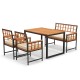 4-piece acacia wood patio dining set with soft cushions, featuring a rectangular table and sturdy metal frame for.