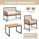 Acacia wood patio dining set featuring a rectangular table and soft cushions, ideal for outdoor spaces like gardens and.