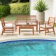 4-piece outdoor furniture set featuring a sturdy acacia wood frame and beige cushions, perfect for poolside relaxation.