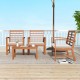 Four-piece outdoor furniture set featuring a stable acacia wood frame and beige cushions, perfect for poolside.