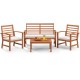 Outdoor furniture set featuring a sturdy acacia wood frame and beige cushions, perfect for poolside relaxation.