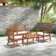 Front view of the 4-piece outdoor furniture set, highlighting the natural acacia wood finish and detachable beige.