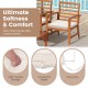 Single chair from the 4-piece outdoor furniture set, featuring a sturdy acacia wood frame and beige cushion for comfort.