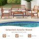 Coffee table from the 4-piece outdoor furniture set, crafted from durable acacia wood, ideal for outdoor gatherings.