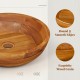 Teak wood washbasin with rounded corners, drainage hole, and exquisite wood grain for kitchens and bathrooms.