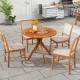 35.5-inch patio wood dining table with slatted tabletop and curved legs, perfect for backyard gatherings with four.