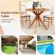 35.5-inch patio wood dining table with slatted tabletop and curved legs, perfect for backyard gatherings or poolside.