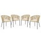 Set of 4 patio chairs with curved backrest and seat cushions in yellow, designed for comfort and relaxation outdoors.