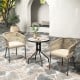 Curved backrest patio chairs with cushions in yellow, designed for comfort and relaxation in outdoor settings.