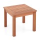 Square 18-inch outdoor side table made of natural eucalyptus wood with a slatted tabletop, perfect for indoor and.