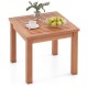 Square 18-inch outdoor side table made of natural eucalyptus wood with a slatted top, perfect for indoor and outdoor.
