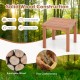 18-inch square outdoor side table made of natural eucalyptus wood with a slatted top, perfect for indoor and outdoor.
