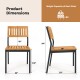Patio dining chair dimensions with acacia wood and metal frame, supports 400 lbs, features slatted design for comfort.