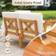 Solid acacia wood patio furniture set featuring a 2-tier coffee table and white cushions, ideal for outdoor relaxation.