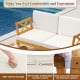 Acacia wood patio sofa set with white cushions, featuring removable covers and high-density sponge for comfort.