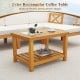 2-tier rectangular coffee table made of solid acacia wood, perfect for outdoor patio and garden use.
