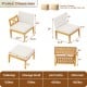 5-piece acacia wood patio furniture set featuring a 2-tier coffee table and white cushions, perfect for outdoor spaces.
