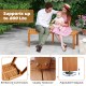 Outdoor curved acacia wood fire pit bench with slatted seat, supports 800 lbs, ideal for backyard or poolside use.