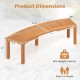 Curved acacia wood fire pit bench dimensions, seating 2-3 people, with a max weight capacity of 800 lbs.
