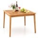 Acacia wood dining bistro table with natural finish, 40 inches, featuring a 1.96-inch umbrella hole for outdoor use.