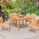 Acacia wood dining table with 1.96" umbrella hole, designed for 4, perfect for patio or backyard gatherings.