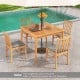 Square 40-inch acacia wood dining table with umbrella hole, ideal for patio gatherings and outdoor dining.