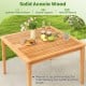 Square 40-inch acacia wood dining table with umbrella hole, featuring a splinter-free surface for patio or backyard use.