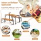 3-piece patio dining set featuring an acacia wood table and 2 benches, perfect for outdoor gatherings and dining.
