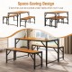 3-piece patio dining set featuring an acacia wood table and 2 benches, designed for space-saving and durability.