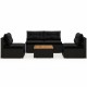5-piece outdoor furniture set featuring black cushions and a solid tabletop, ideal for backyard or poolside relaxation.