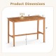 Acacia wood counter height table with slatted tabletop, dimensions 54" x 22", ideal for outdoor gatherings.