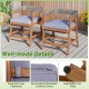 Outdoor acacia wood dining chairs set of 4 with gray seat cushions, featuring removable covers and adjustable foot pads.