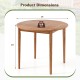 36-inch round acacia wood outdoor dining table for 4, featuring slatted design and adjustable foot pads for stability.