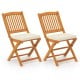 Set of 2 outdoor folding chairs made of acacia wood with beige seat cushions, ideal for picnics and dining.