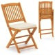 Folding outdoor chair set made of acacia wood with beige seat cushions, ideal for picnics and dining.