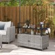 Wicker buffet serving cart with cabinet and 8 hooks, featuring a gray hand-woven PE rattan design for outdoor use.