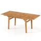Expandable 55-inch patio dining table made of solid acacia wood, seating 6-8 people, featuring an umbrella hole.